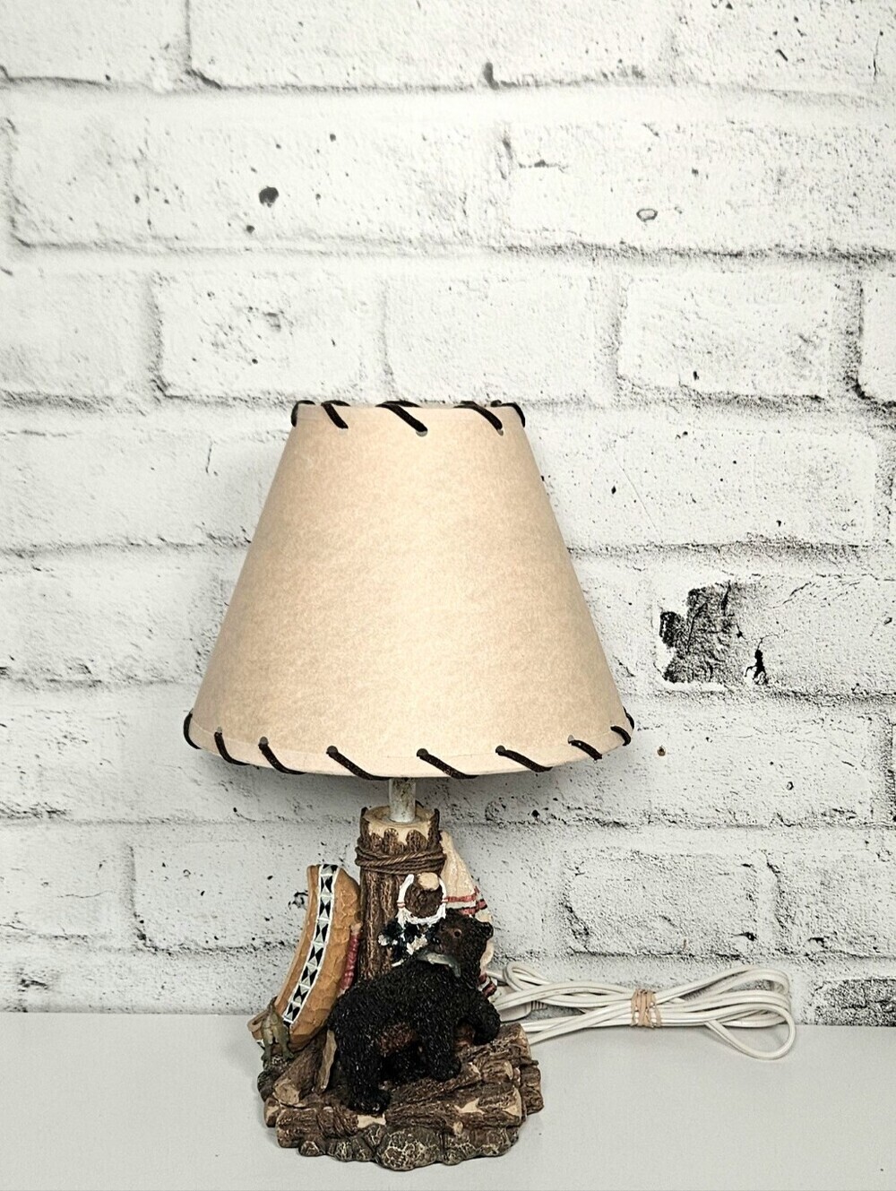 Rustic Black Bear Canoe Table Lamp 15 Inch Cabin Lodge Woodland Decor